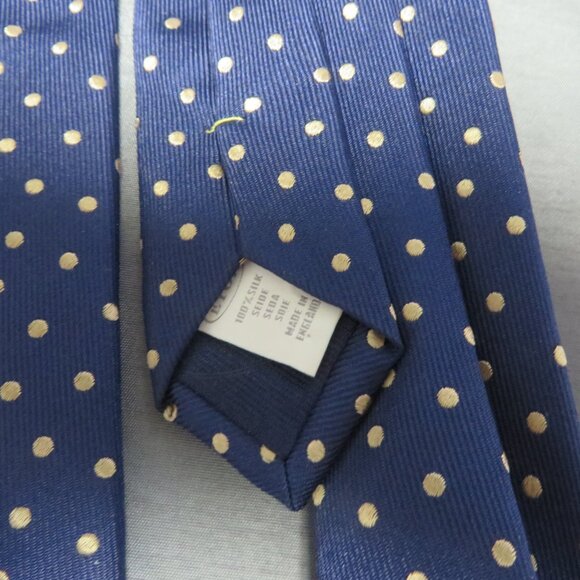 ❤️ETON Made in England 100% Silk Navy / Gold Metallic Skinny Tie 3 1/4 - Picture 3 of 7